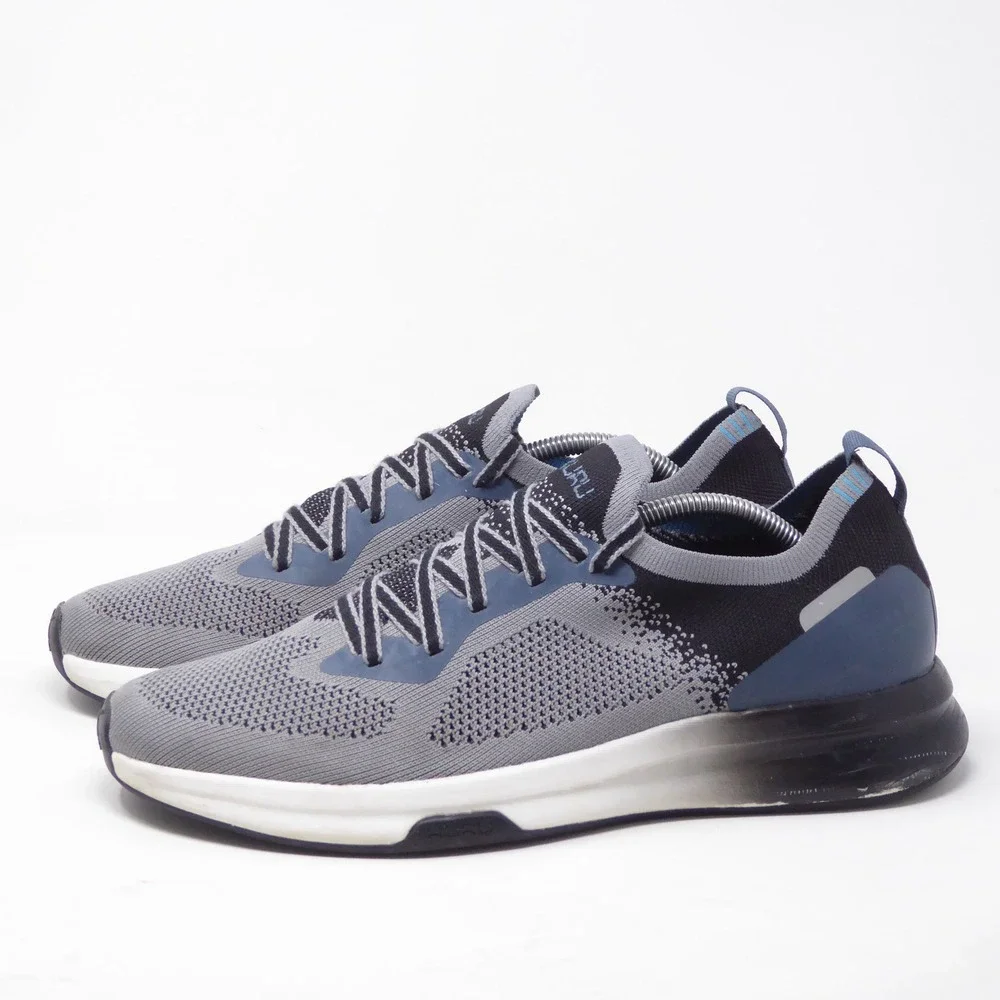 Kuru Mens Flux Running Shoes Grey Black Blue Knit Sneakers 11